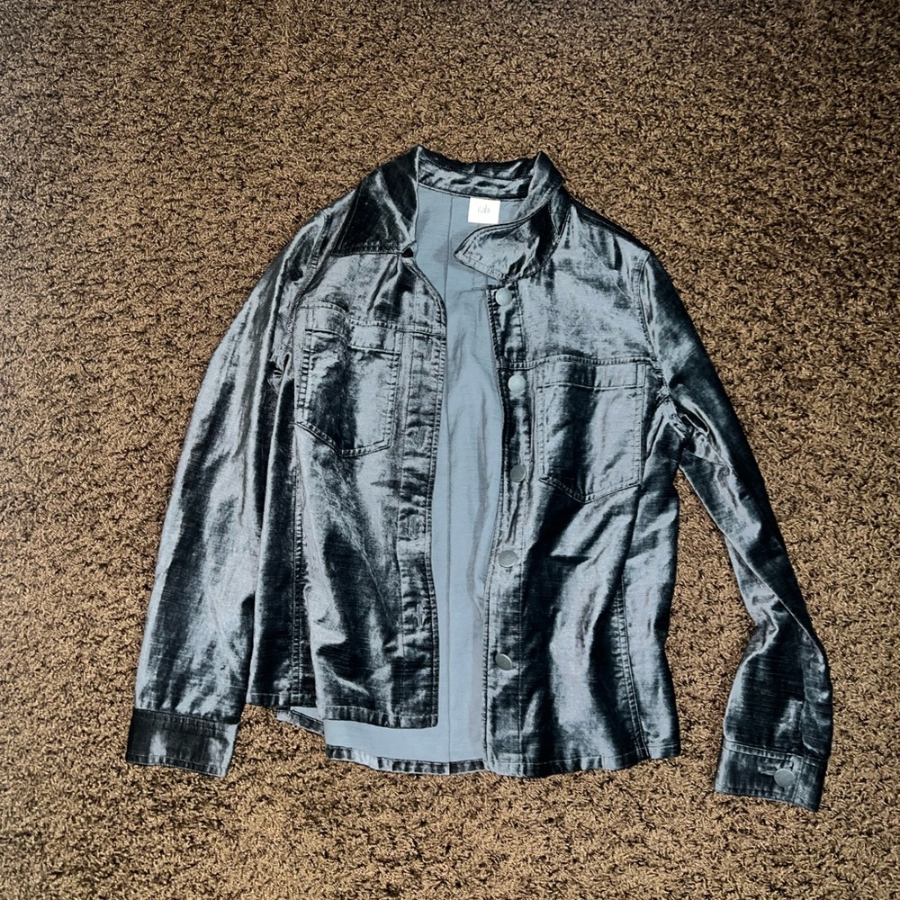 CAbi Glossy Black Blouse